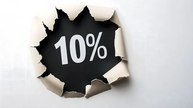 Zerrissenes Papier enthüllt 10 % Rabatt