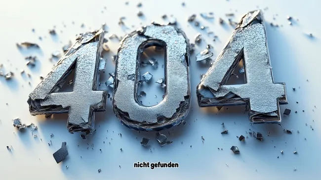 Zerstörte 404-Fehlermeldung in Metalloptik