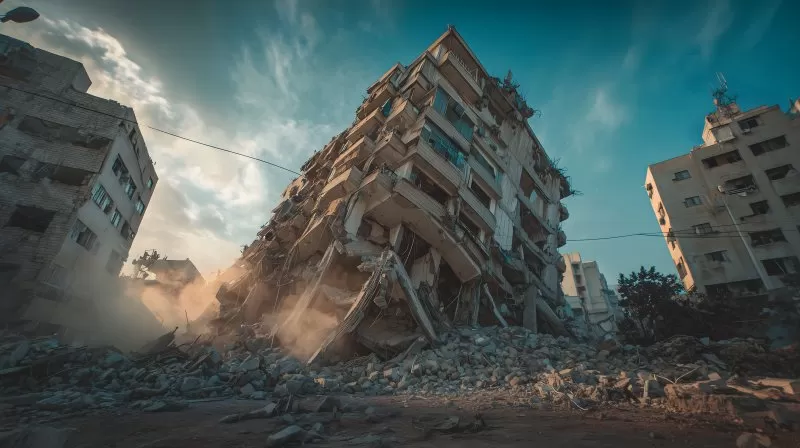 Zerstörtes Wohnhaus nach schwerem Beben