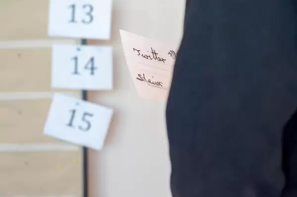 Zettel beschriftet mit Twitter Steiner