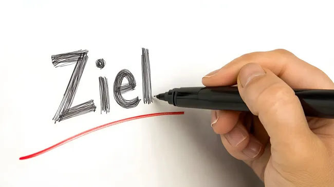 Ziel auf Whiteboard mit Marker gezeichnet