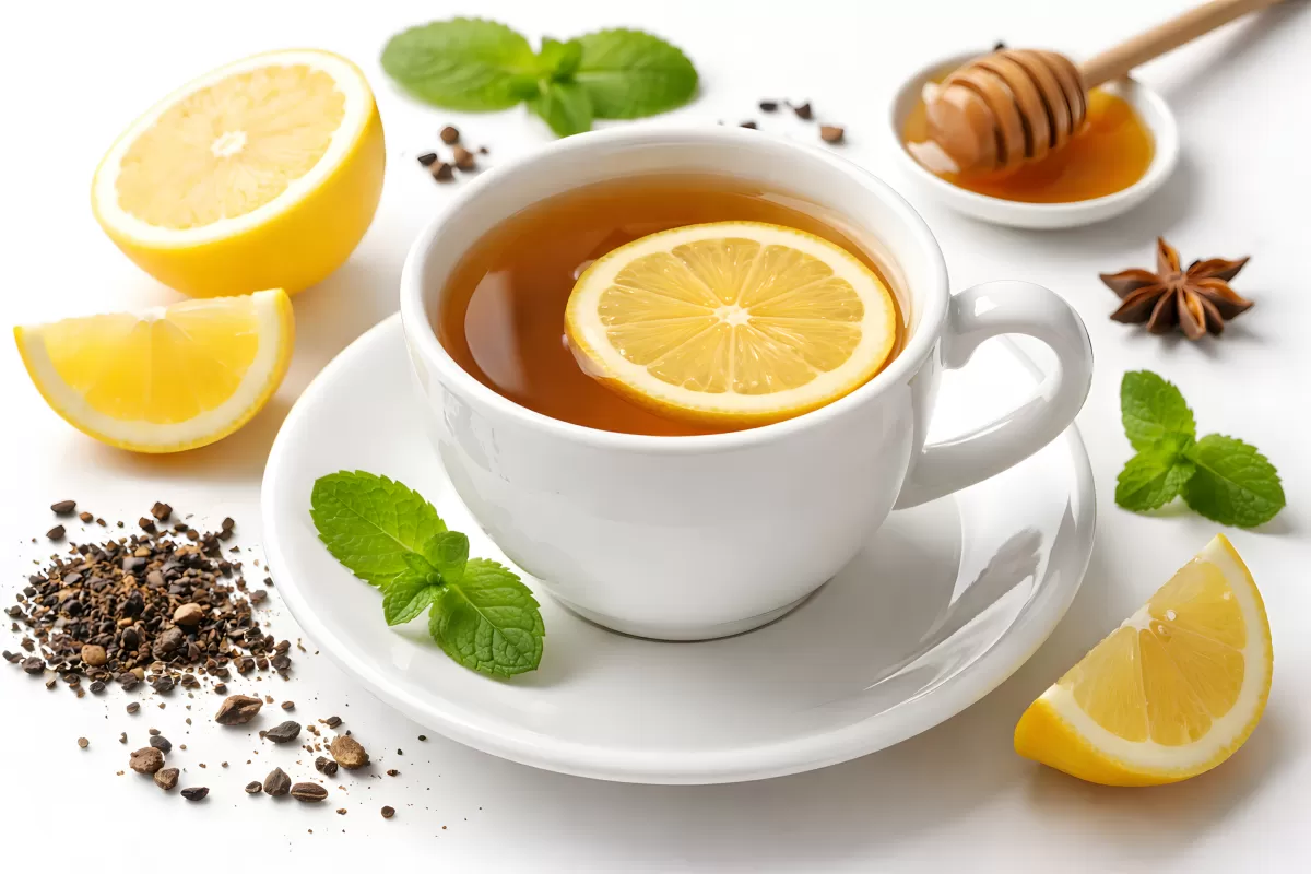 Zitronentee mit Honig, Minze und Sternanis