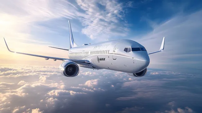 Zivilflugzeug in der Luft über den Wolken