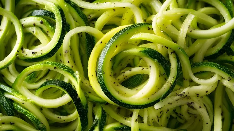 Zoodles aus Zucchini mit Pfeffer als Low Carb Nudelalternative