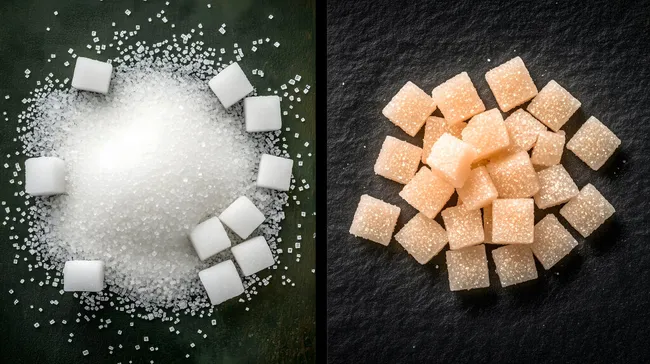 Zuckerwürfel und Kristallzucker im Vergleich