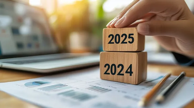 Zukünftige Planung: Holzwürfel mit Jahreszahlen