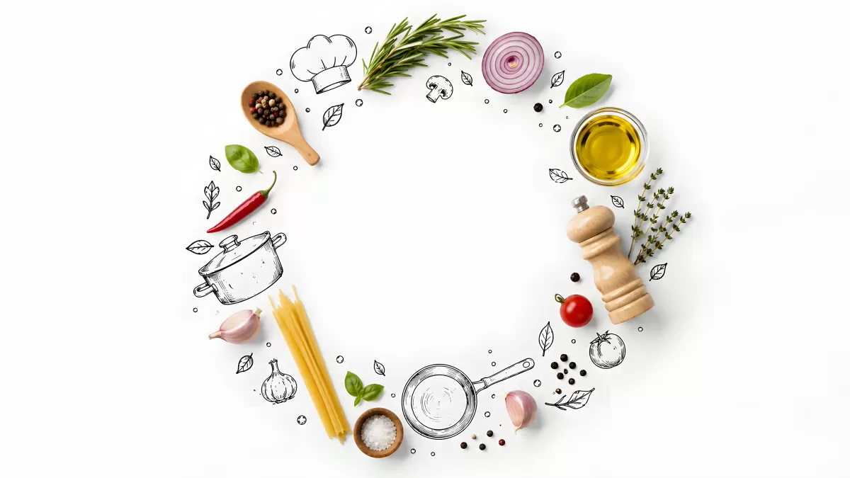 Zutaten für Pasta mit Kräutern und Gewürzen