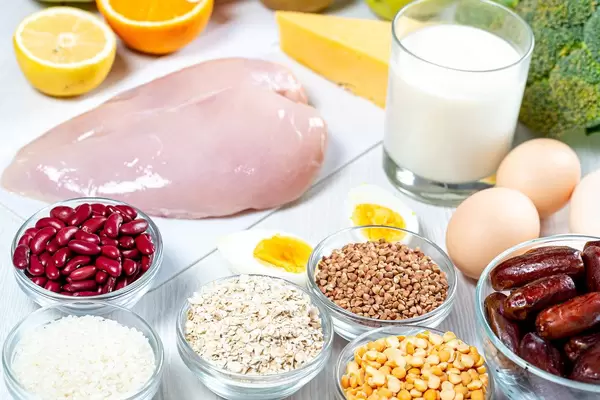 Zutaten für ein gesundes, ausgewogenes Mittagessen