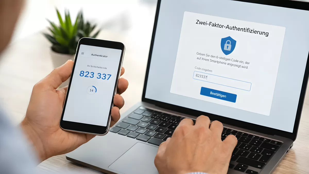 Zwei-Faktor-Authentifizierung mit Smartphone und Laptop