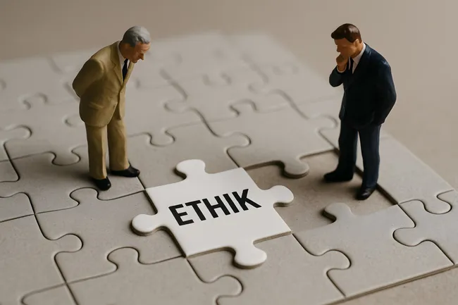 Zwei Geschäftsmänner diskutieren ethische Herausforderungen