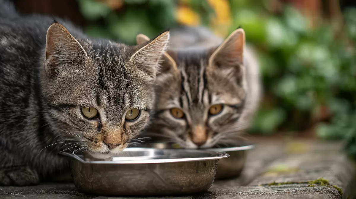 Zwei Kätzchen beim Futter