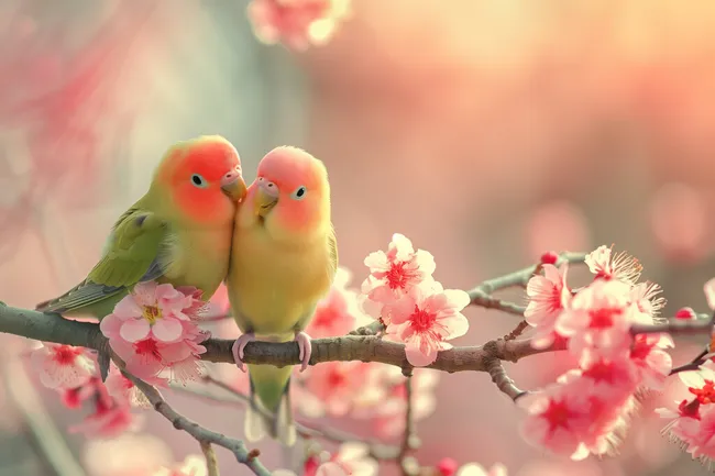 Zwei Liebespaare unter Kirschblüten