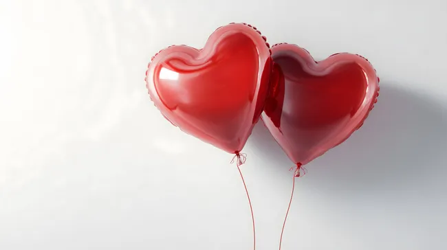 Zwei rote Herz-Luftballons - Symbol der Liebe