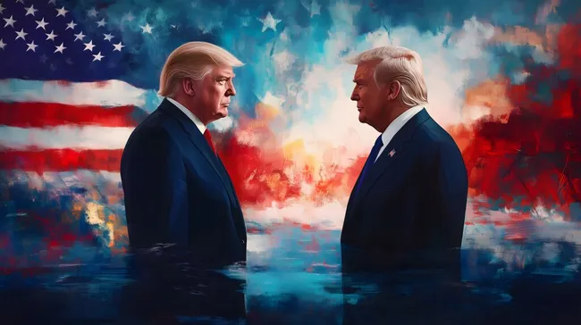 Zwei US-Präsidenten in dramatischer Szenerie