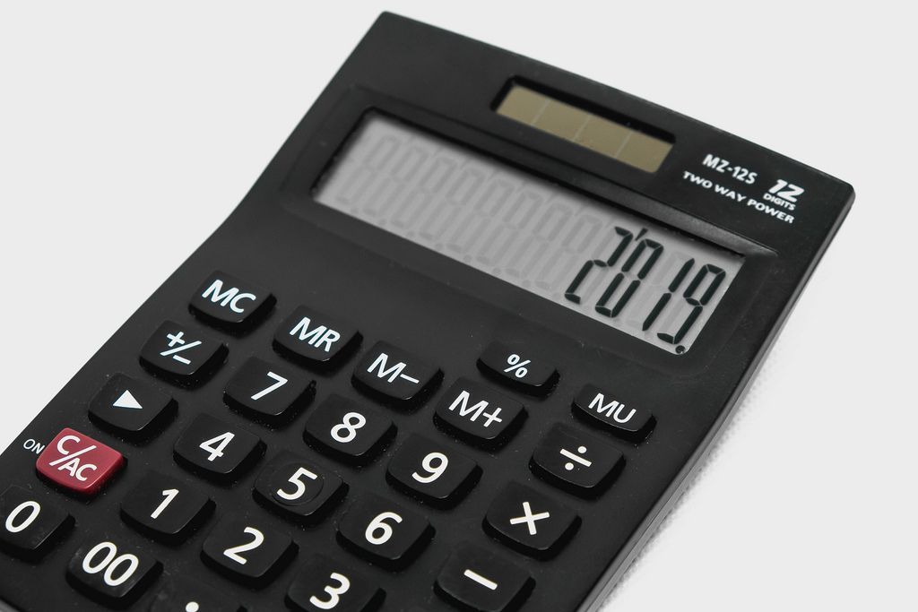 2019 displayed on basic calculator