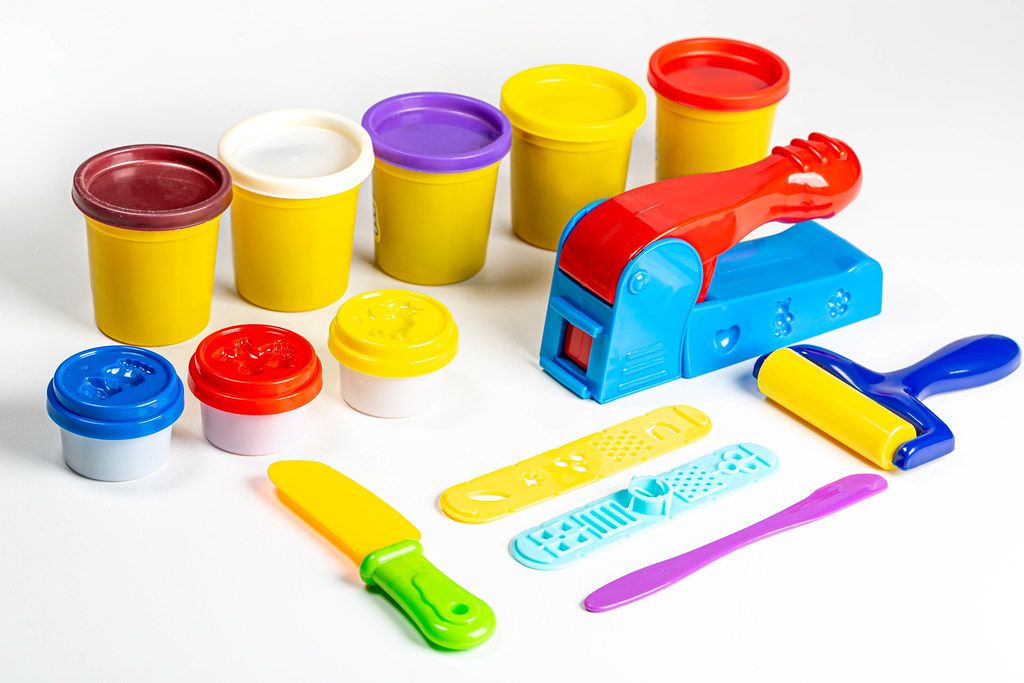 A set of colorful children's tableware for games