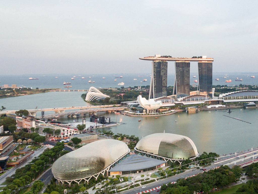 Aerial: Marina Bay Sands and Harbour
