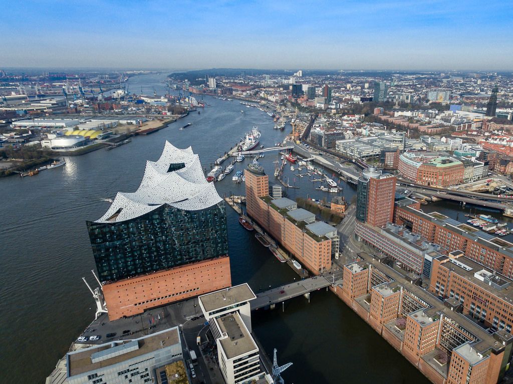 Aerial of Hamburg's Elbphilharmonie