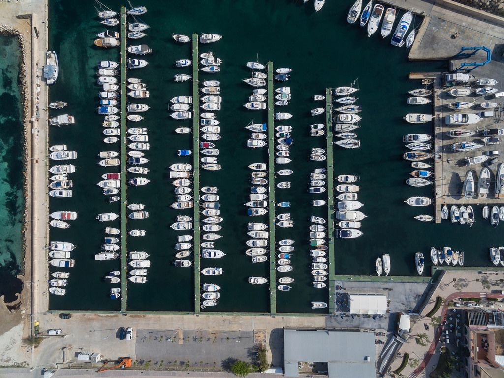 Aerial Photography of Yachts in Can Picafort, Mallorca