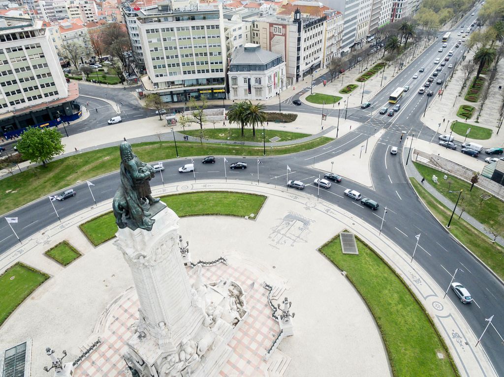Aerial Shot of Monumento Marques de Pombal