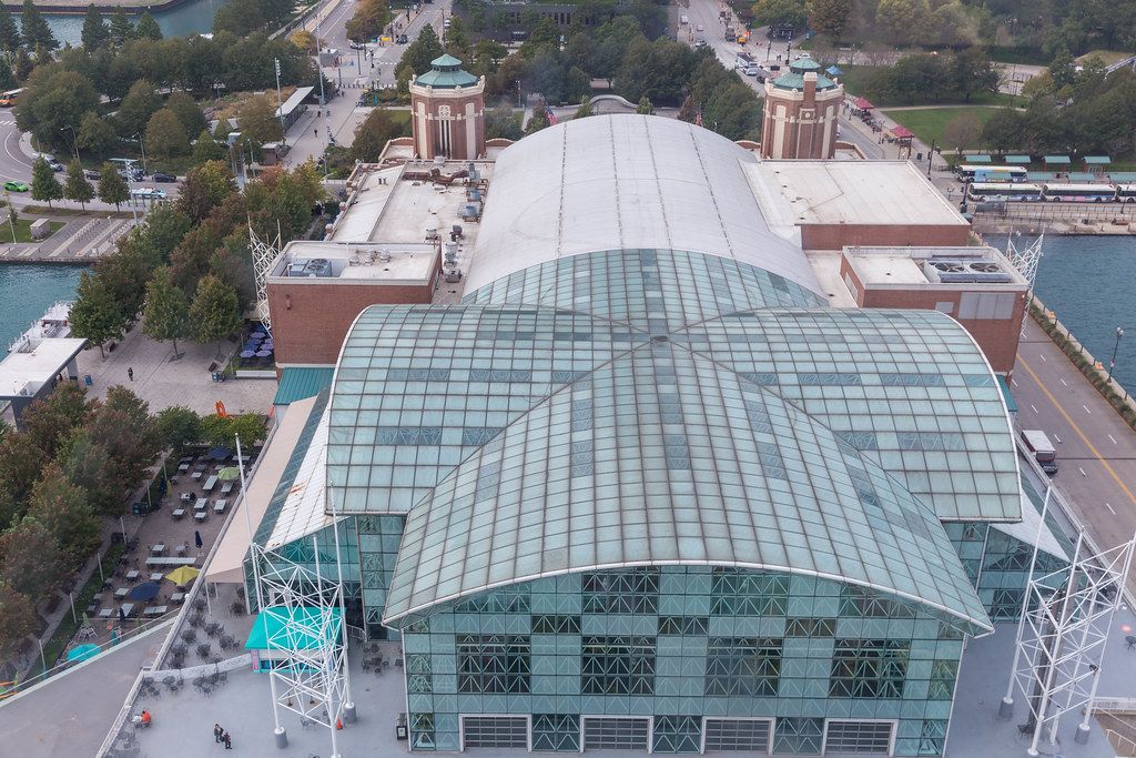 Aerial View Of Glas Building Crystal Garden On Navy Pier At Lake