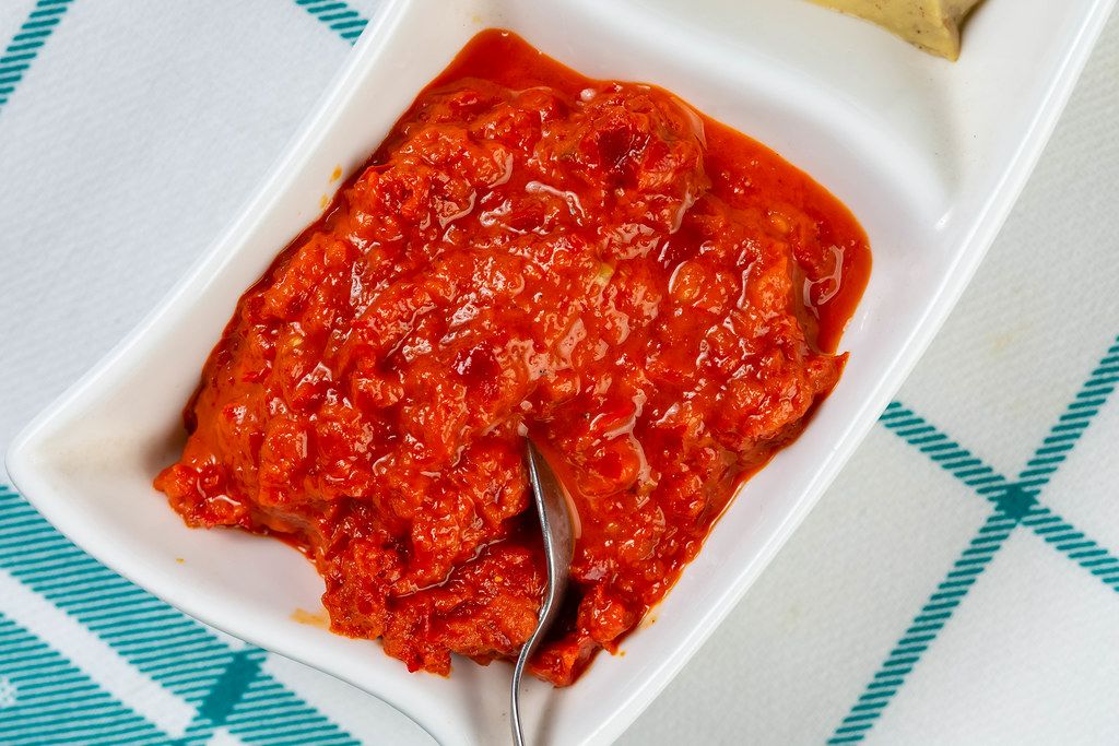 Ajvar Sauce served with spoon