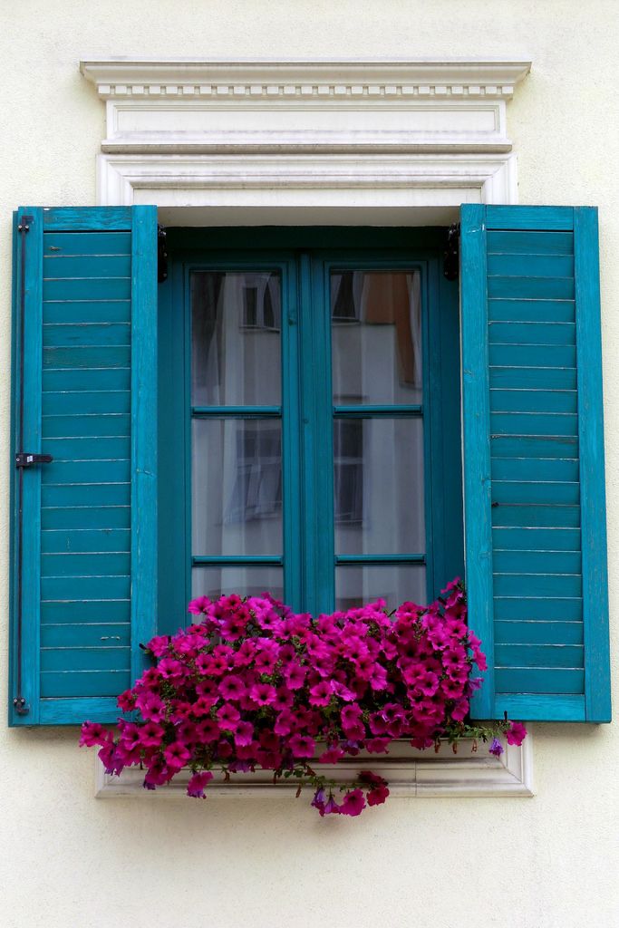 Beautifully decorated window sill in a street of Karlovy Vary, Czech Republic