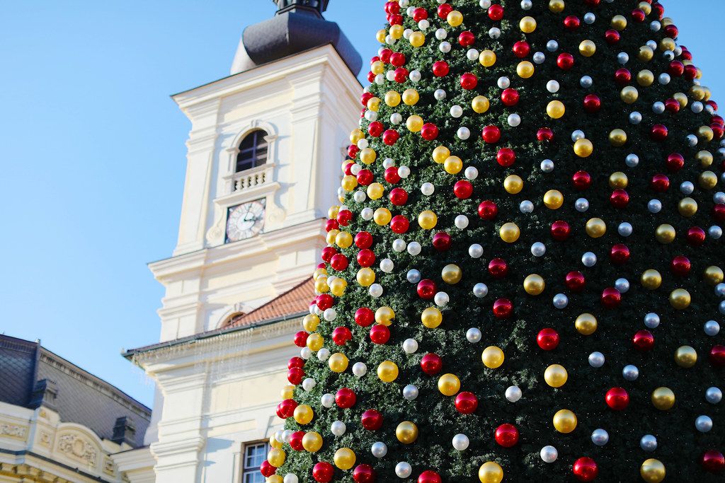 Big Christmas tree in Sibiu Christmas Market