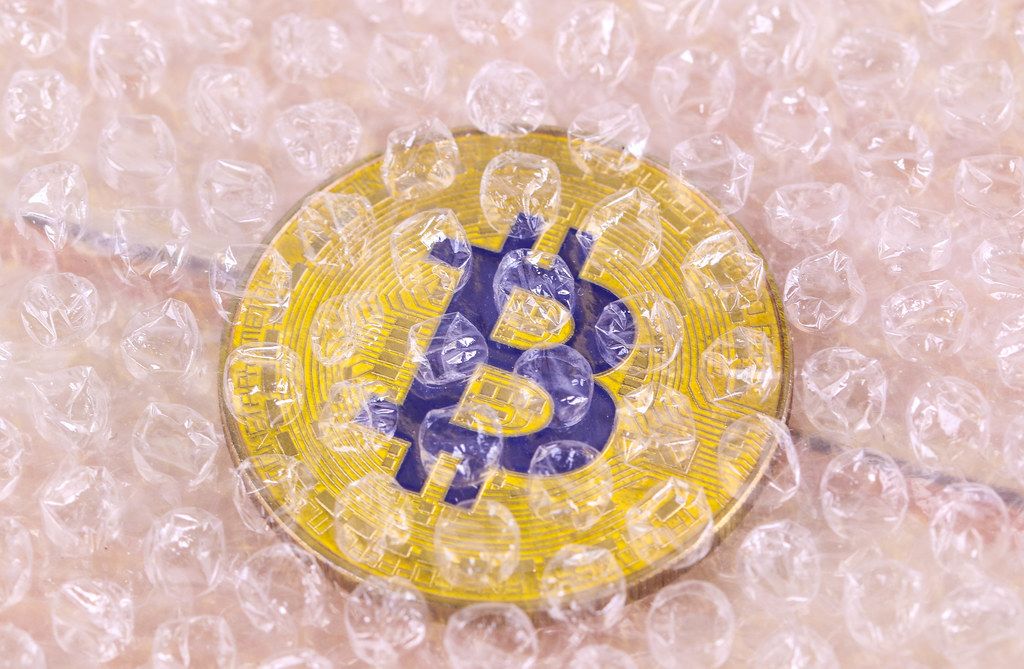 Bitcoin covered with bubble wrap