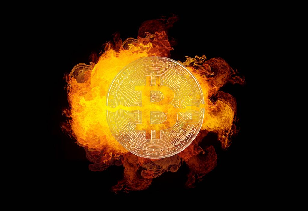 Bitcoin with fire