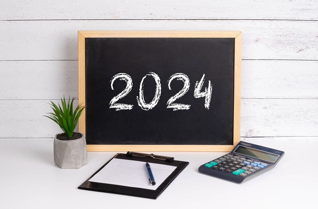 Blackboard With 2024 Text 