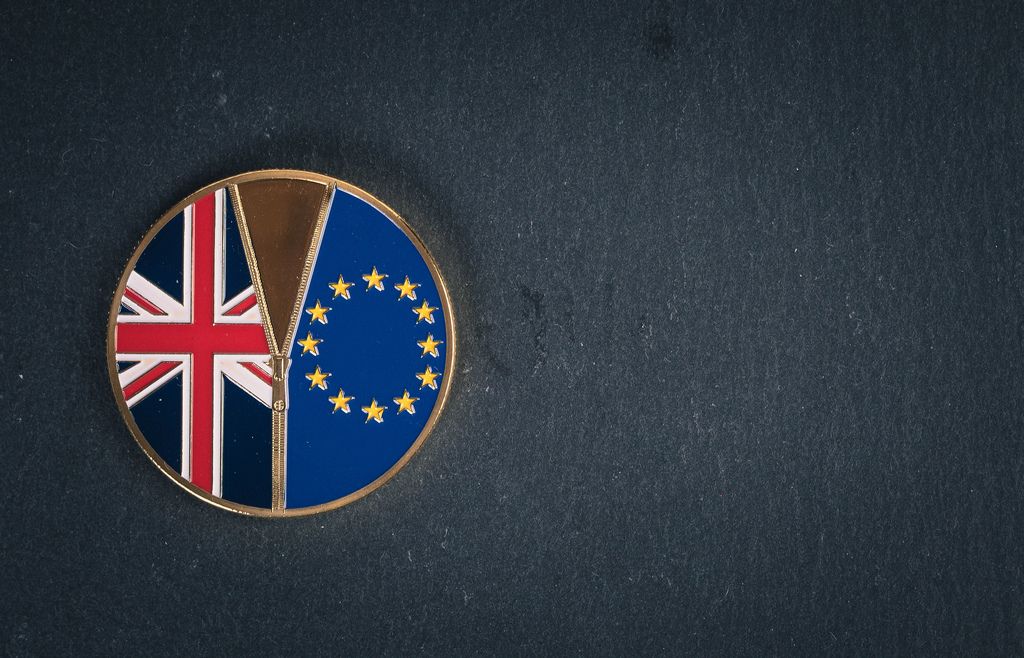 Brexit medal coin on a black background
