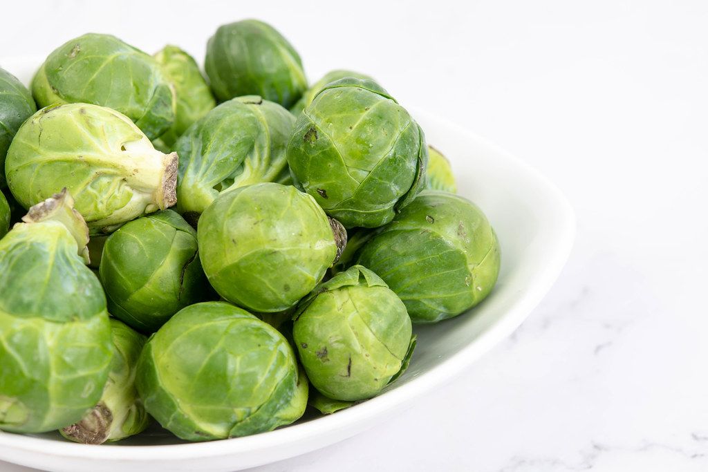 Brussel Sprouts in the white bowl