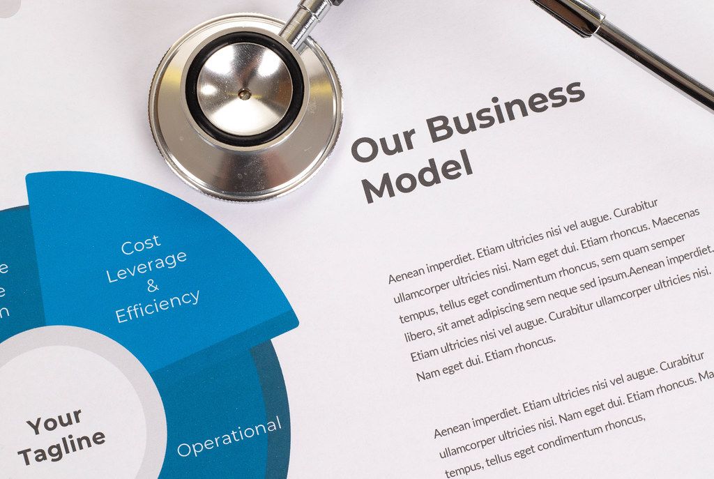 Business Model presentation with stethoscope