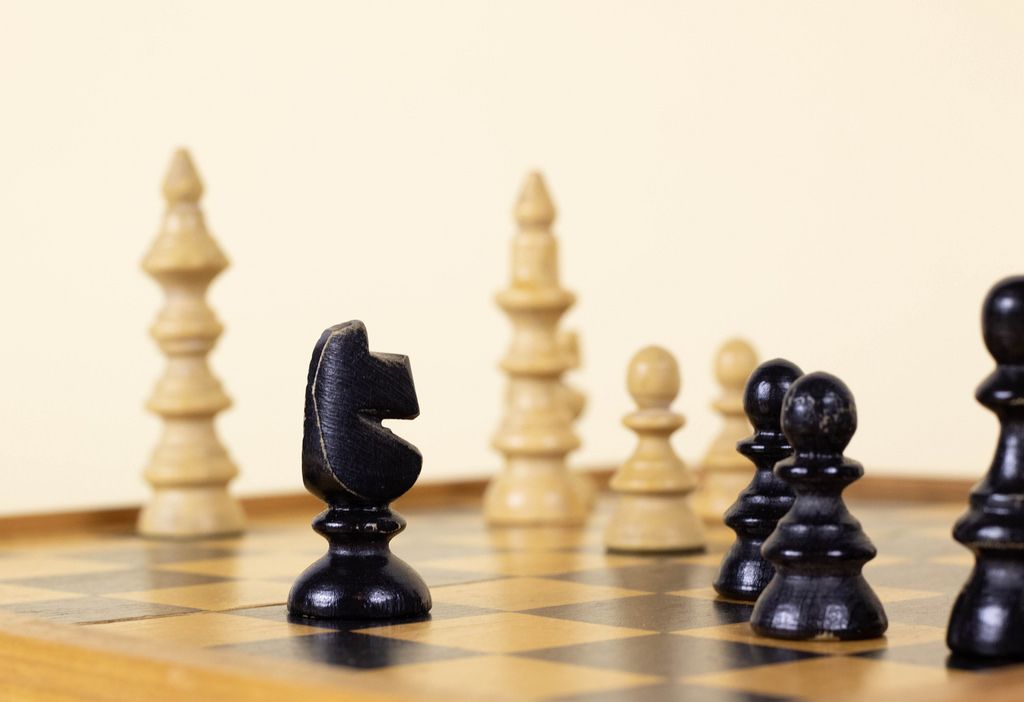 Chess figures on a board