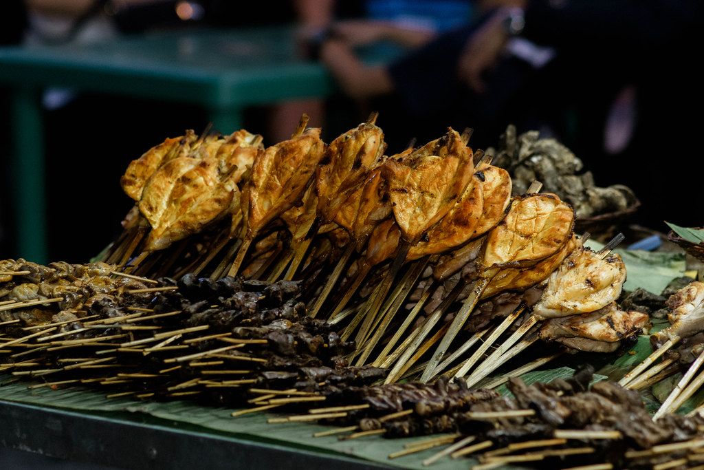 Chicken barbecues displayed to attract customers