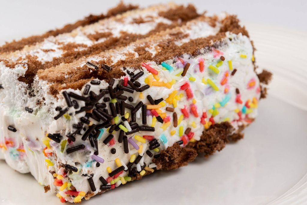 Chocolate Cake slice with Colorful Sprinkles on the top (Flip 2019)