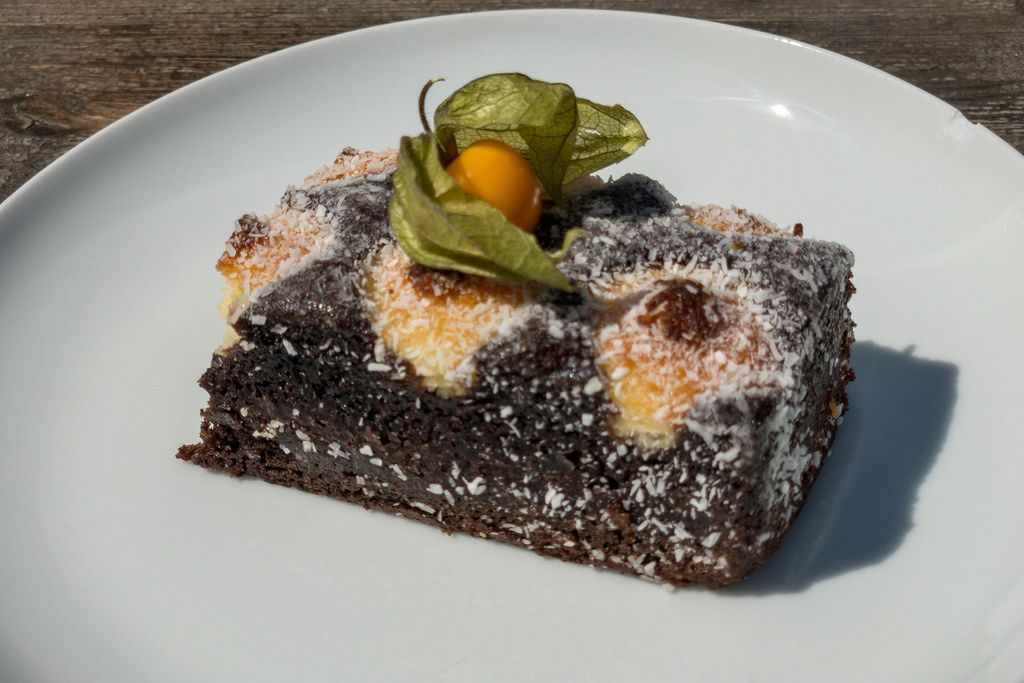 Chocolate-coconut delight with physalis