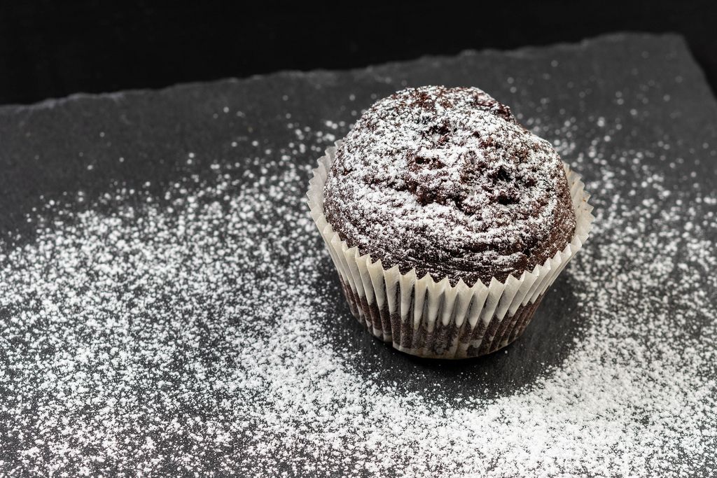 Chocolate Muffin cookie with powdered sugar