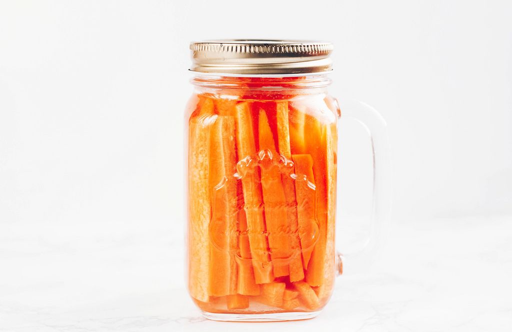 Chopped carrots in a jar