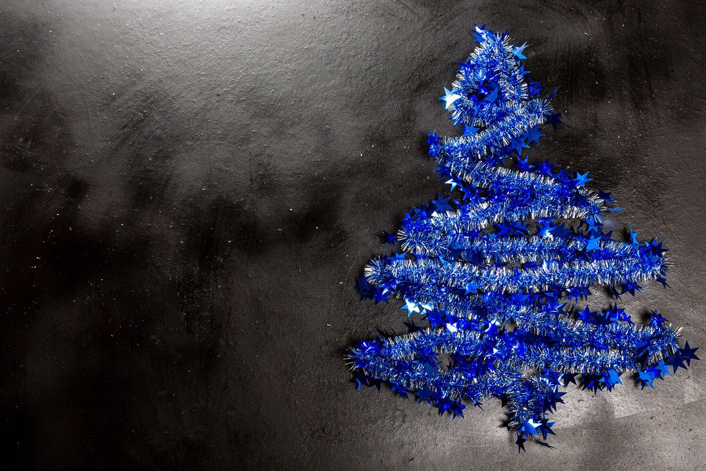 Christmas background with blue christmas tree
