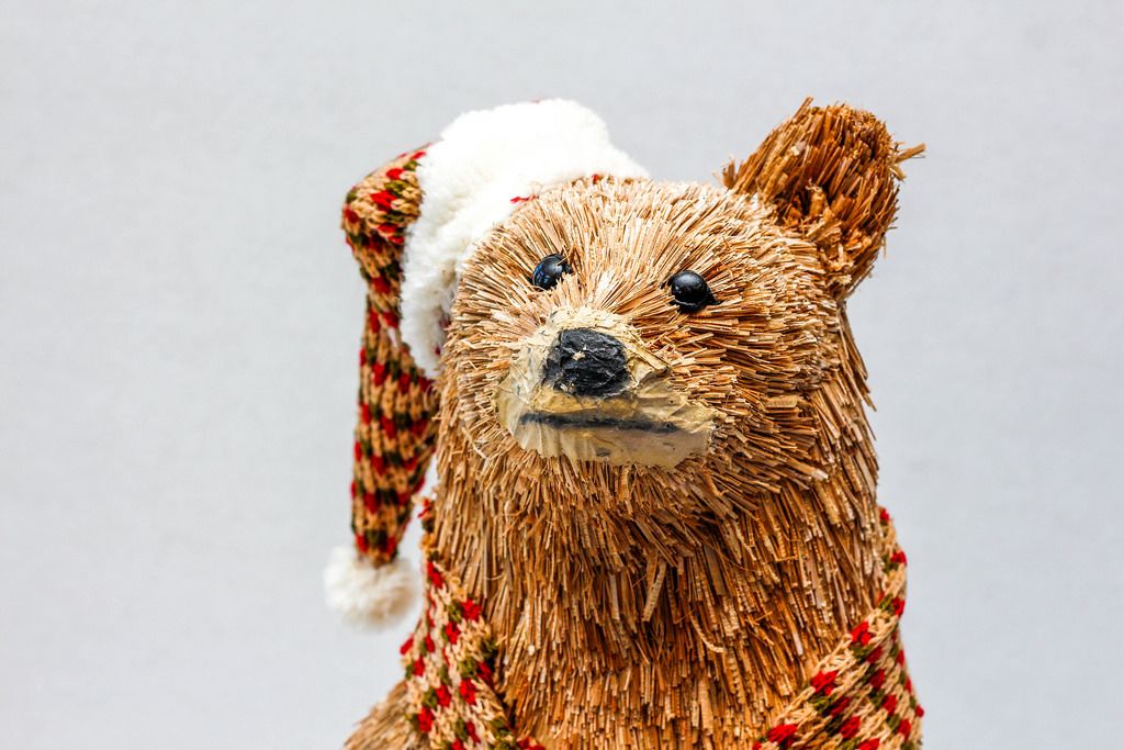 Christmas Bear Decoration on a White Background