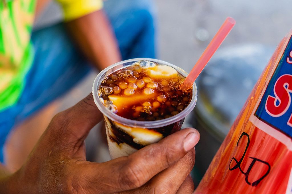Close up of a delicious Taho cup