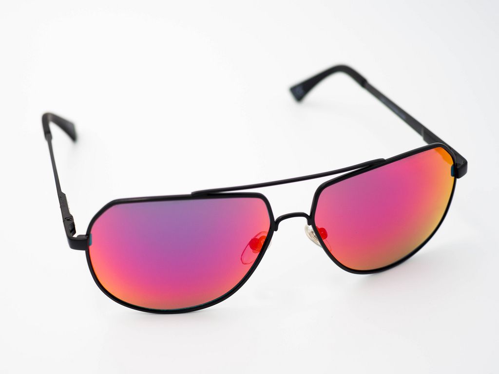 Close-up of colorful polarized sunglasses