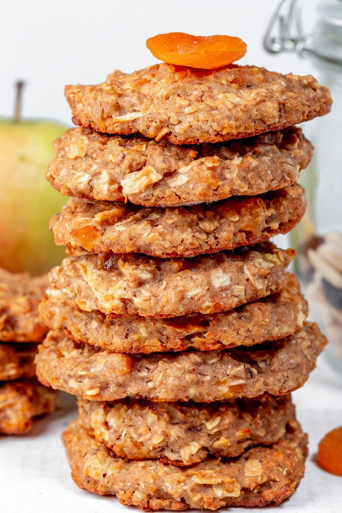 Close-up of oatmeal cookies with a mixture of nuts and dried fruits