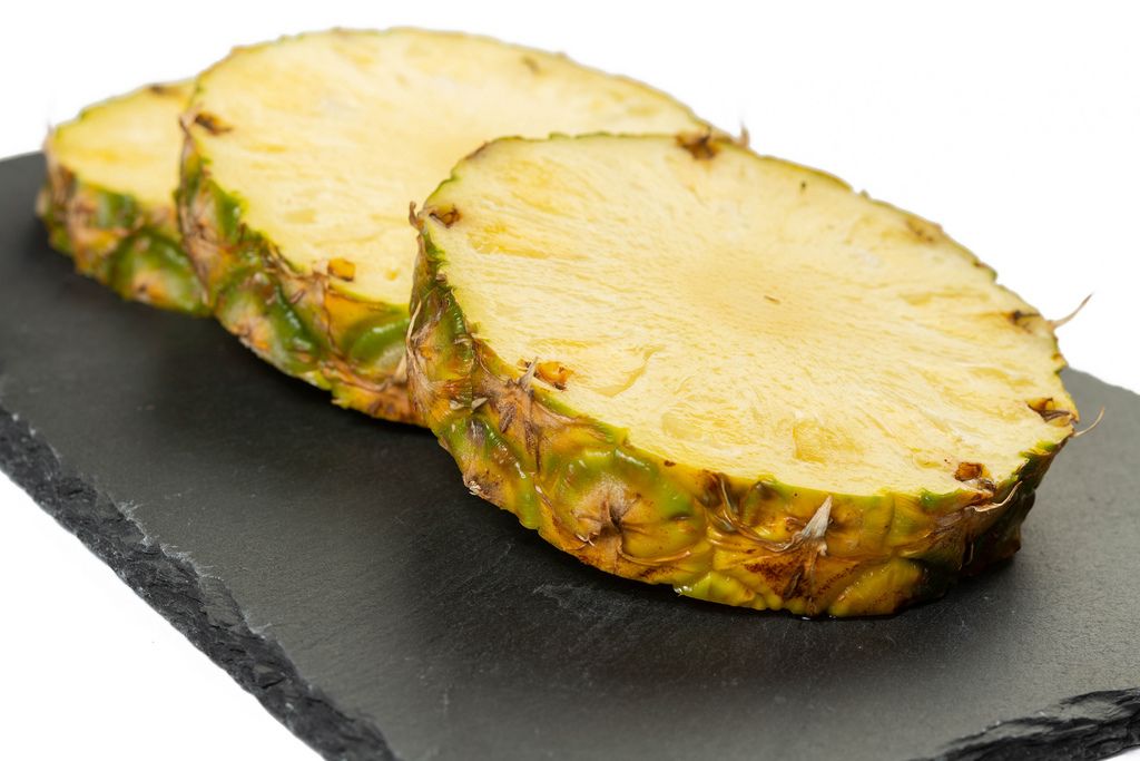 Closeup of sliced Pineapple on the plate