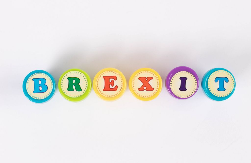 Colorful Brexit text on white background