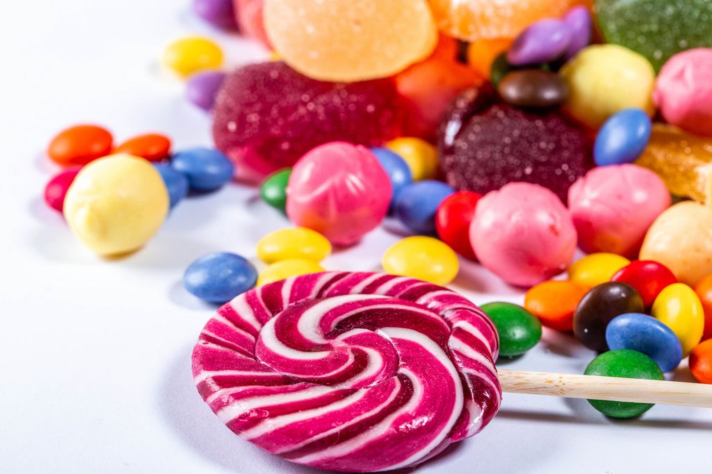 Colorful candies, lollipops and marmalade