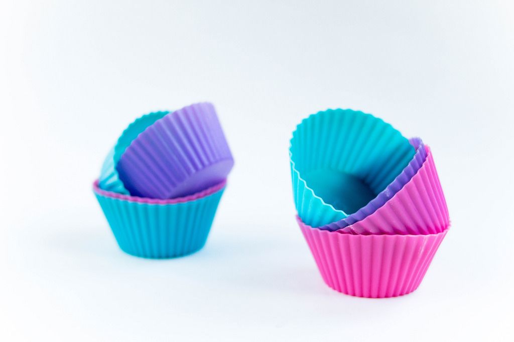 Colourful silicone forms for cupcakes