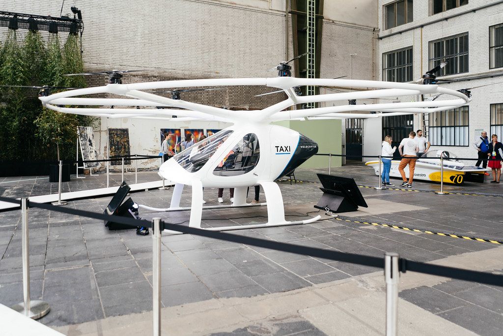 Concept by Volocpter of future mobility by passenger drones
